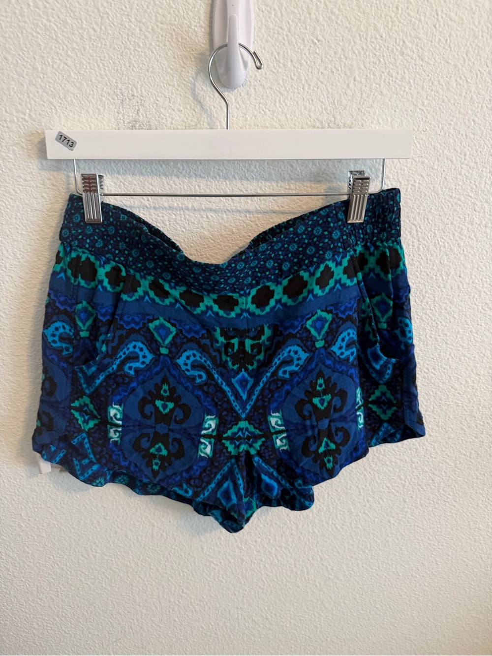 Express Blue & Teal Patterned Lounge Shorts